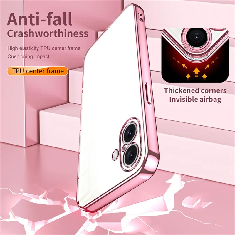 For iPhone 16 Plus Case Electroplating Frame Soft TPU Phone Cover - Gold