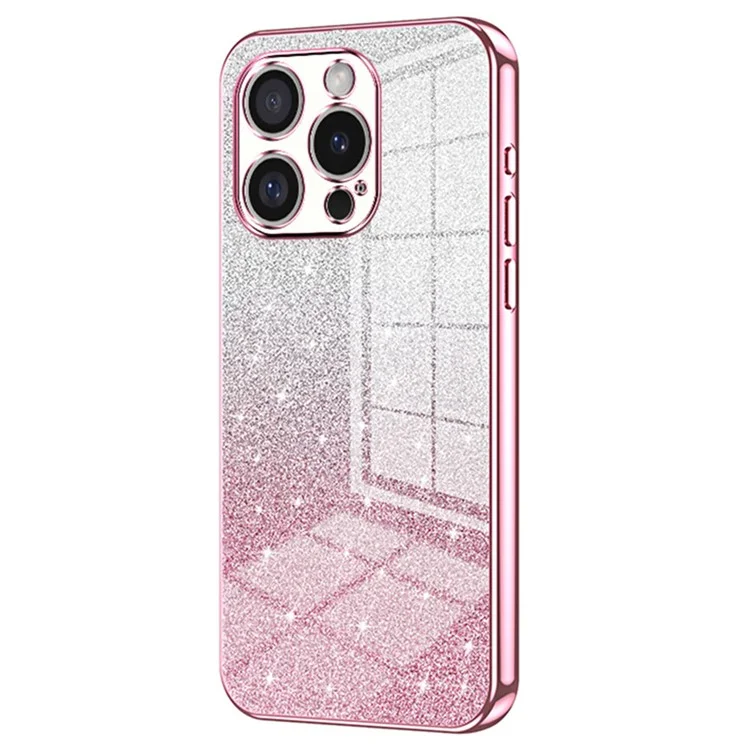 Para iPhone 16 Pro Case Electroplating Gradient Glitter TPU Phone Cover - Pink