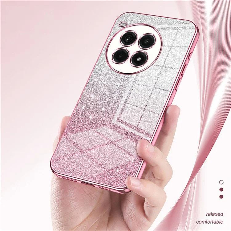 For OnePlus Ace 3 Pro 5G Case Electroplating Gradient Glitter TPU Phone Cover - Pink