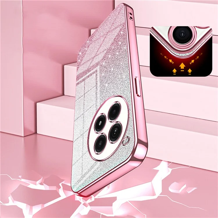 For OnePlus Ace 3 Pro 5G Case Electroplating Gradient Glitter TPU Phone Cover - Pink