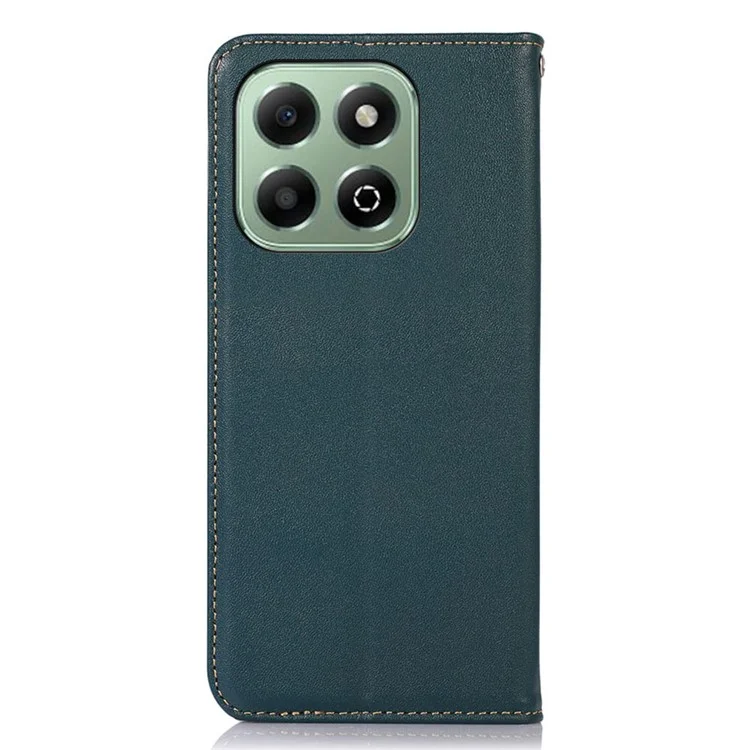 KHAZNEH For Honor X6b 4G Case Genuine Cow Leather Wallet Phone Cover Nappa Texture - Green