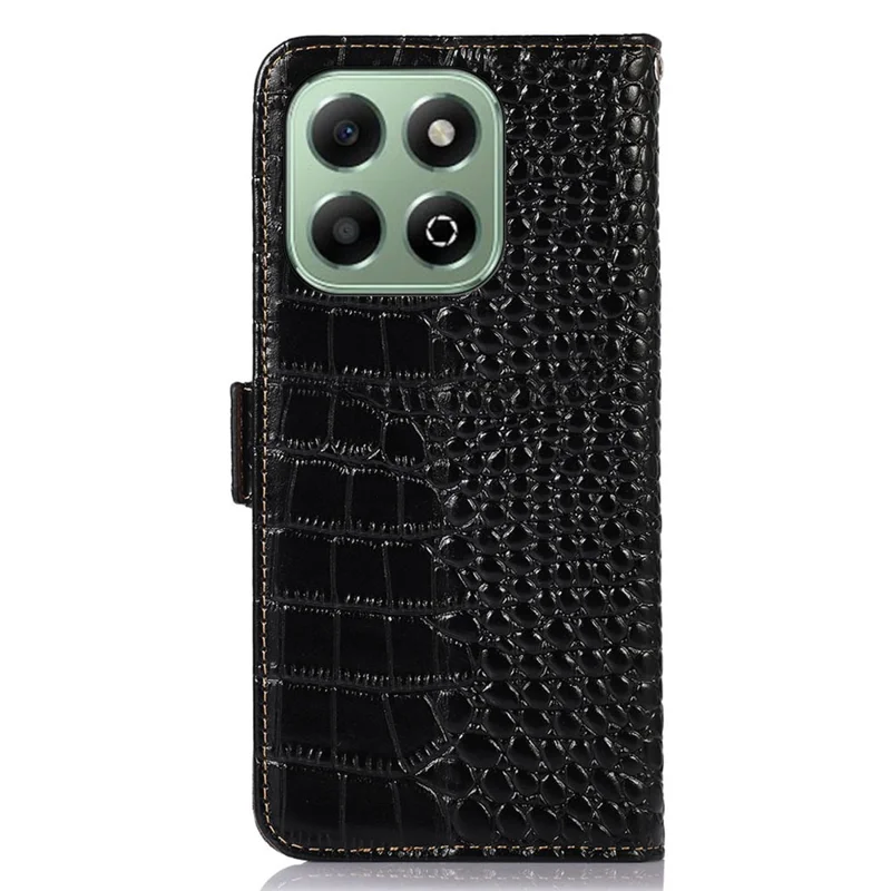 Per Honor X6b 4G Case Texture Coccodrillo Pelle Bovina Genuina Custodia Portafoglio per Telefono - Nero