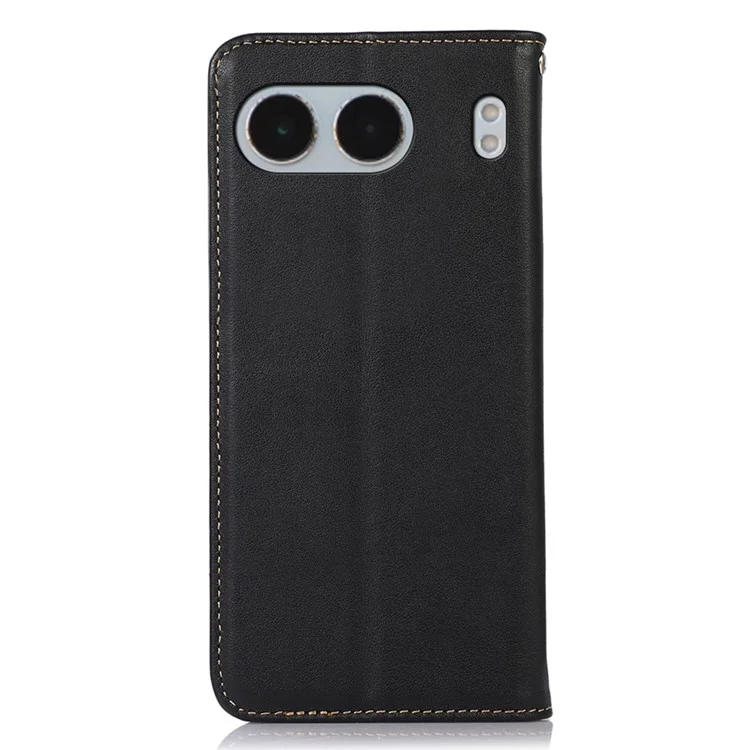 KHAZNEH Per OnePlus Nord 4 Case Vera Pelle di Mucca Portafoglio Cover per Telefono Texture Nappa - Nero