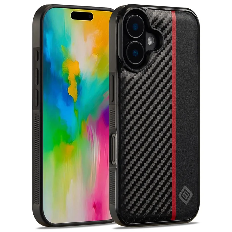 LC.IMEEKE voor iPhone 16 Plus hoesje Koolstofvezelstructuur Leer+TPU+EVA telefoonhoes
