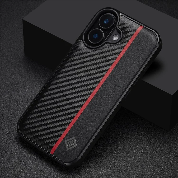 LC.IMEEKE For iPhone 16 Case Carbon Fiber Texture Leather+TPU+EVA Phone Cover