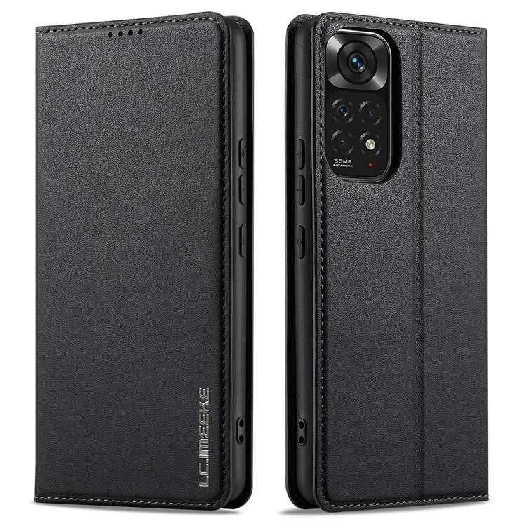 LC.IMEEKE L1 Series for Xiaomi Redmi Note 12 Pro 4G / 11 Pro 5G (Qualcomm) / 11 Pro 4G (Mediatek) Case PU Leather Wallet Stand Phone Cover - Black
