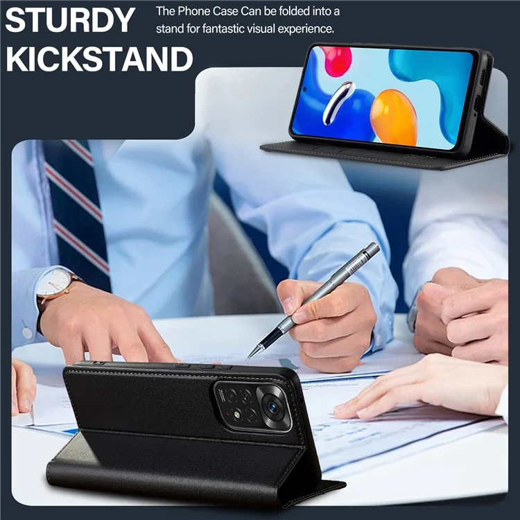 LC.IMEEKE L1 Series for Xiaomi Redmi Note 12 Pro 4G / 11 Pro 5G (Qualcomm) / 11 Pro 4G (Mediatek) Case PU Leather Wallet Stand Phone Cover - Black