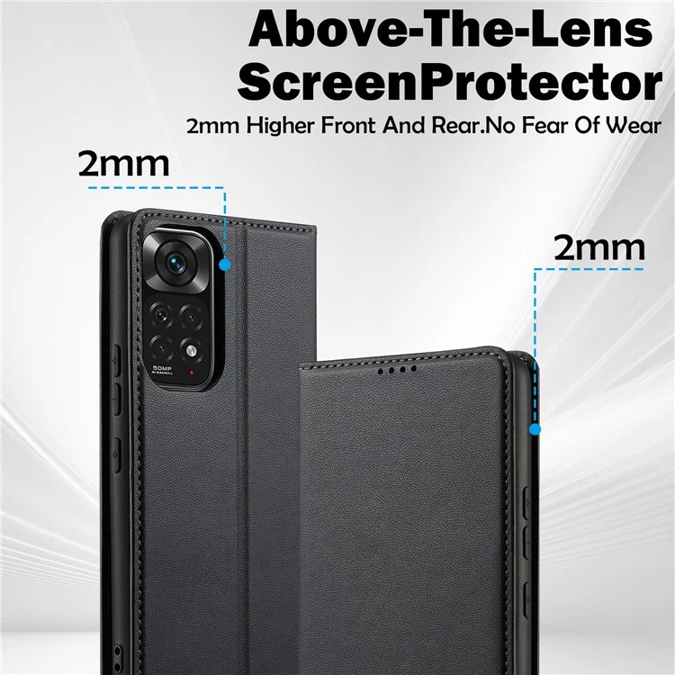 LC.IMEEKE L1 Series for Xiaomi Redmi Note 12 Pro 4G / 11 Pro 5G (Qualcomm) / 11 Pro 4G (Mediatek) Case PU Leather Wallet Stand Phone Cover - Black