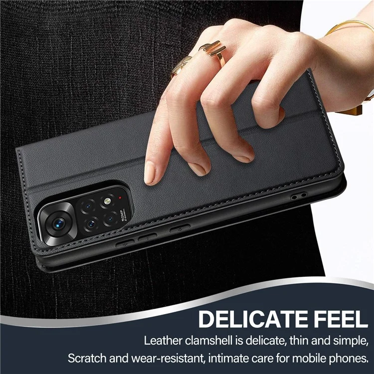 LC.IMEEKE L1 Series for Xiaomi Redmi Note 12 Pro 4G / 11 Pro 5G (Qualcomm) / 11 Pro 4G (Mediatek) Case PU Leather Wallet Stand Phone Cover - Black