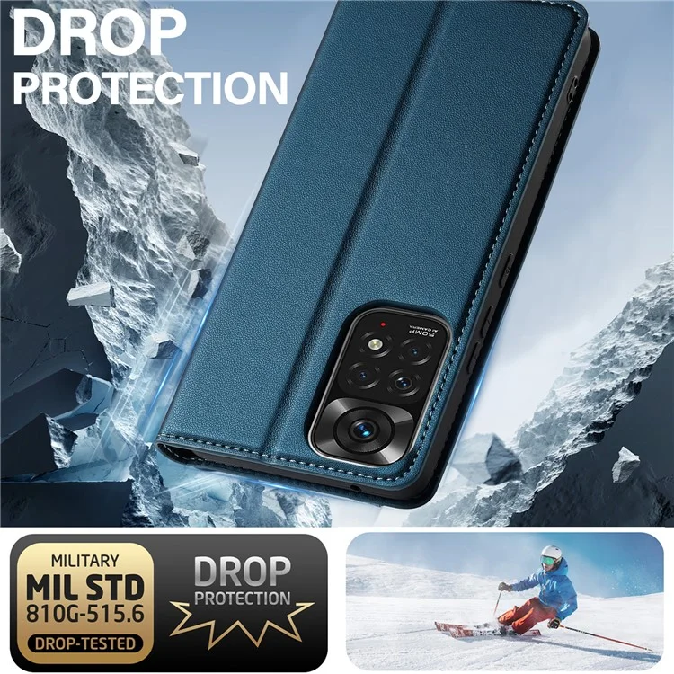 Lc. Serie Imeeke L1 Per Xiaomi Redmi Note 12S 4G / Nota 11S 4G / Nota 11 4G (Qualcomm) Case PU Coperchio Del Pafettore Per le Interno - Blu