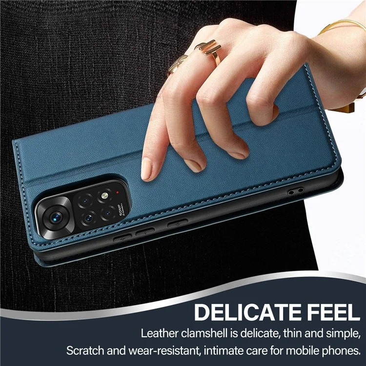 Lc. Serie Imeeke L1 Per Xiaomi Redmi Note 12S 4G / Nota 11S 4G / Nota 11 4G (Qualcomm) Case PU Coperchio Del Pafettore Per le Interno - Blu