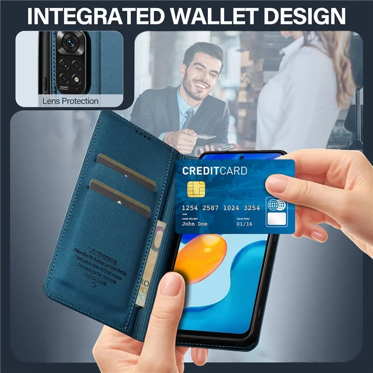 Lc. Serie Imeeke L1 Per Xiaomi Redmi Note 12S 4G / Nota 11S 4G / Nota 11 4G (Qualcomm) Case PU Coperchio Del Pafettore Per le Interno - Blu