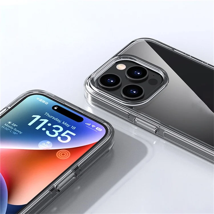 For iPhone 16 Pro Max Case TPU+PC+TPE Anti-Scratch Clear Phone Cover - Grey