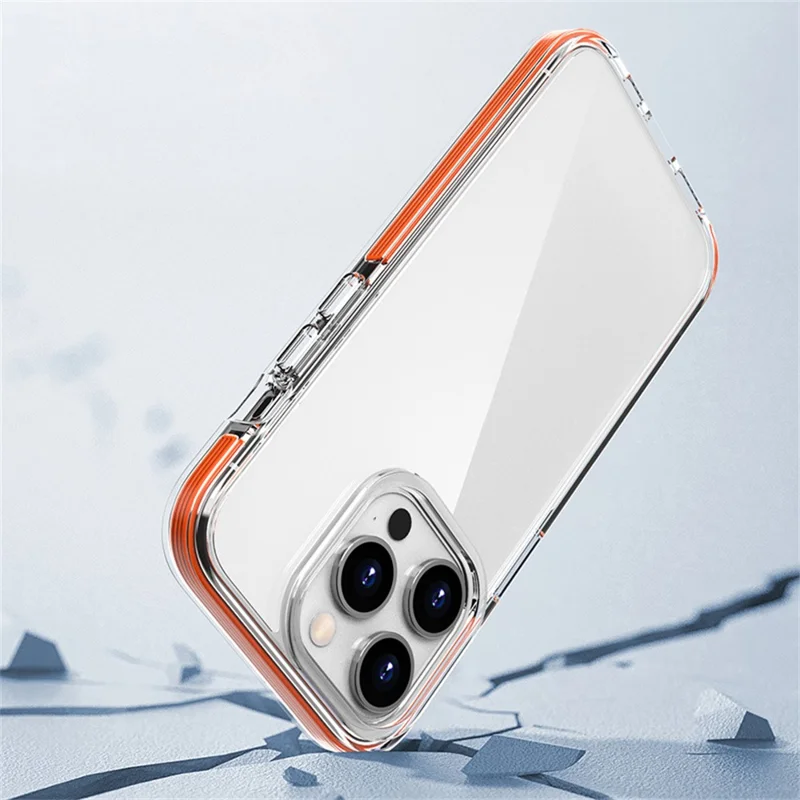 For iPhone 16 Pro Max Case TPU+PC+TPE Anti-Scratch Clear Phone Cover - Grey