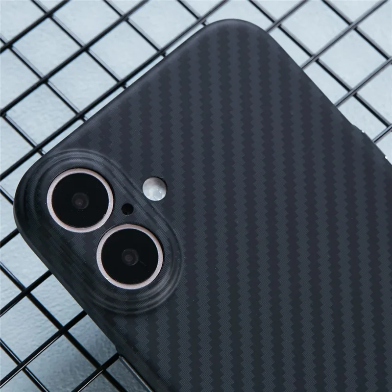 X-LEVEL For iPhone 16 Magnetic Case Ultra-Thin PC Hard Phone Cover Carbon Fiber Texture - Black