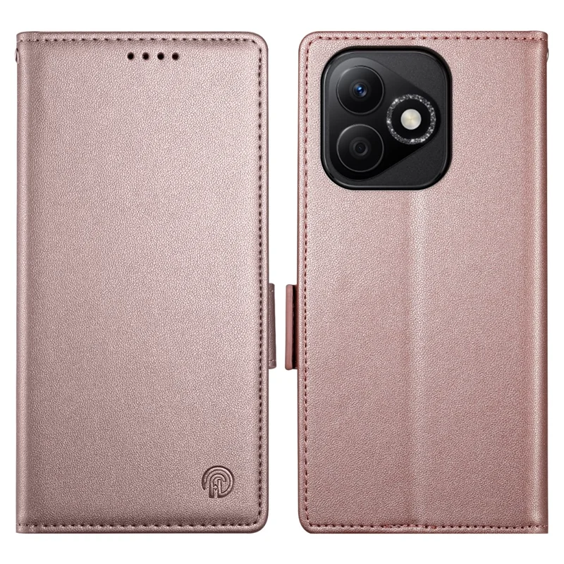 DF-010 Pour Honor X60i 5G Stand Coble PU Couverture de Papille PU le Cuir - or Rose
