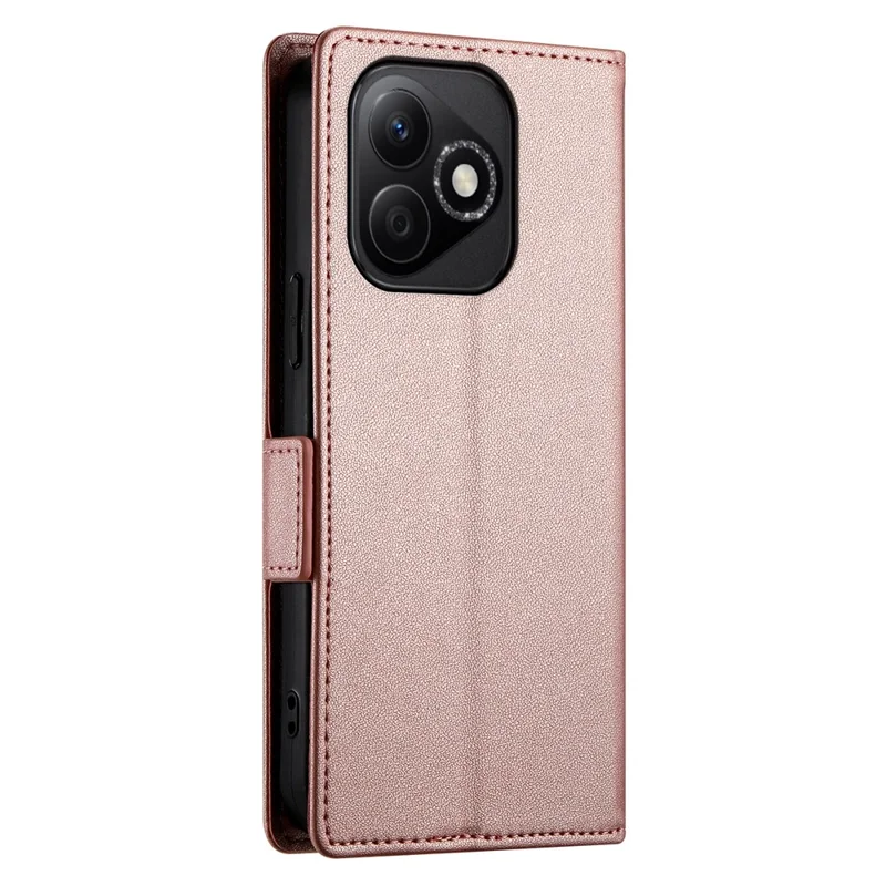 DF-010 Pour Honor X60i 5G Stand Coble PU Couverture de Papille PU le Cuir - or Rose