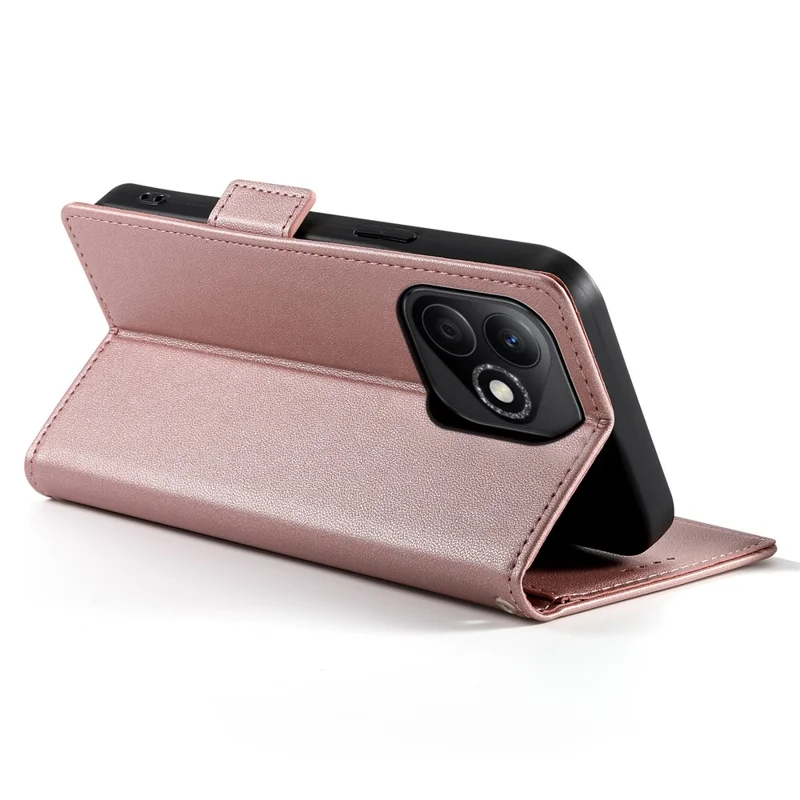 DF-010 Pour Honor X60i 5G Stand Coble PU Couverture de Papille PU le Cuir - or Rose