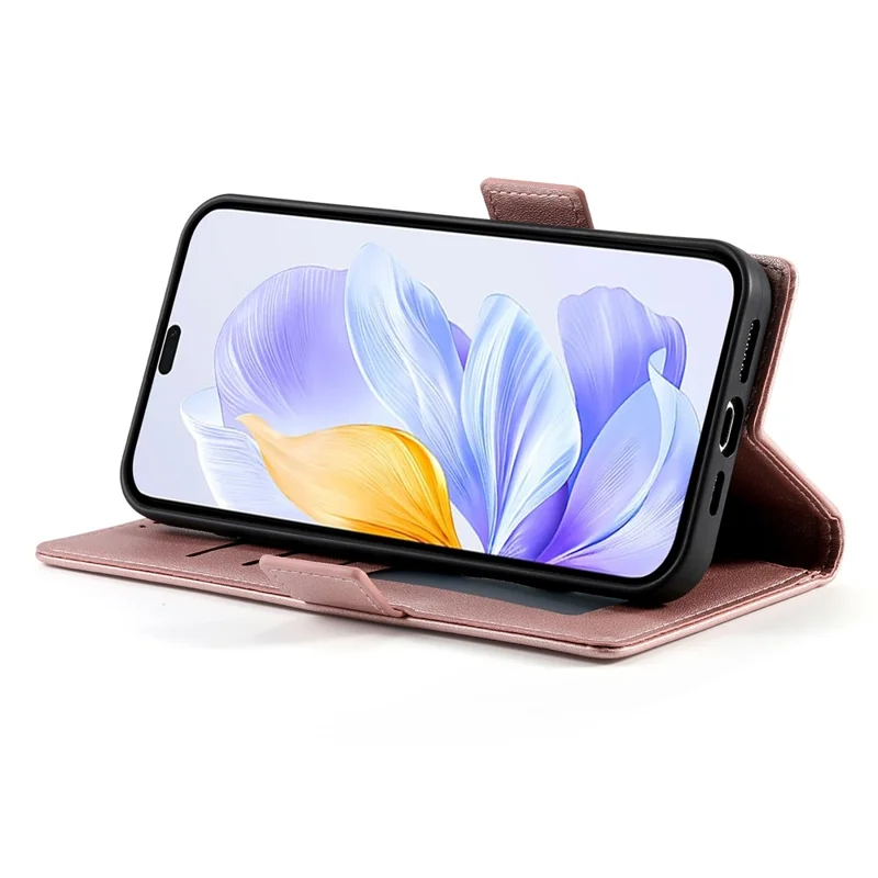 DF-010 Pour Honor X60i 5G Stand Coble PU Couverture de Papille PU le Cuir - or Rose