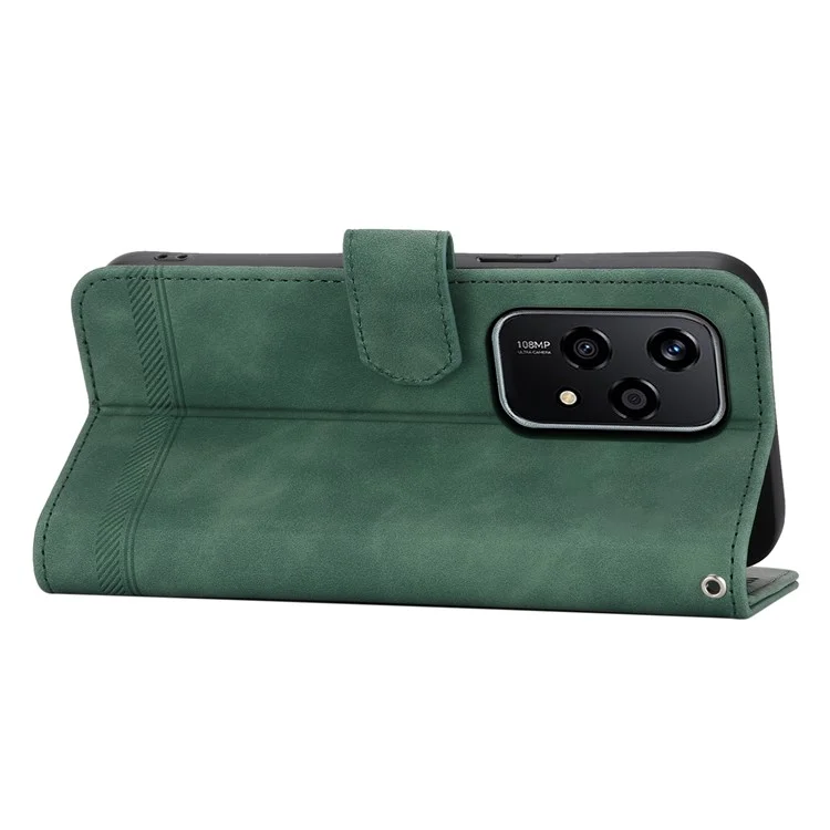 DIERFENG DF-03 Pour Honor 200 Lite Étui en cuir avec ligne Impression Wallet Phone Cover - Vert