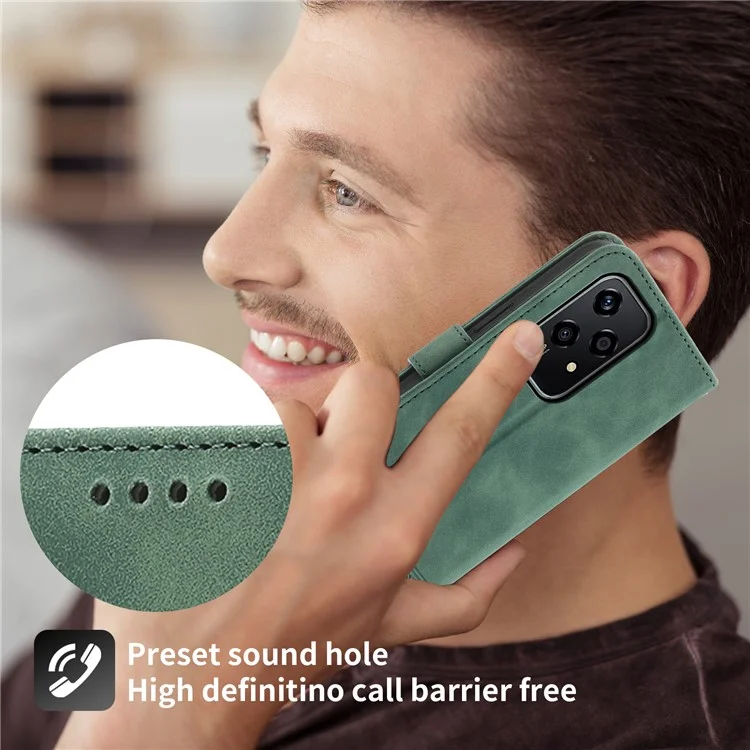 DIERFENG DF-03 Pour Honor 200 Lite Étui en cuir avec ligne Impression Wallet Phone Cover - Vert