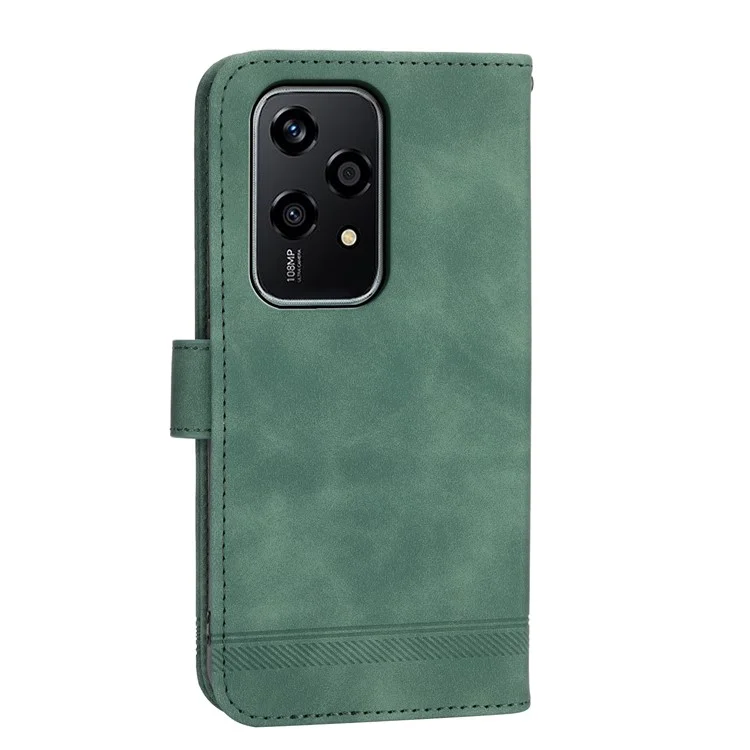DIERFENG DF-03 Pour Honor 200 Lite Étui en cuir avec ligne Impression Wallet Phone Cover - Vert