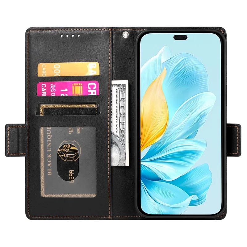 DF-010 For Honor 200 Lite Stand Case PU Leather Wallet Phone Cover - Black