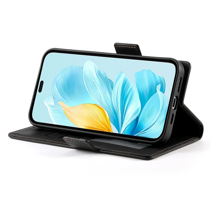 DF-010 For Honor 200 Lite Stand Case PU Leather Wallet Phone Cover - Black