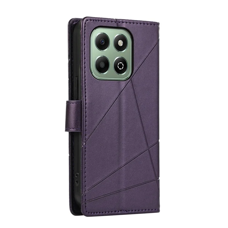 DF-06 For Honor X6b 4G Phone Case Line Imprint Leather Wallet Cover - Purple