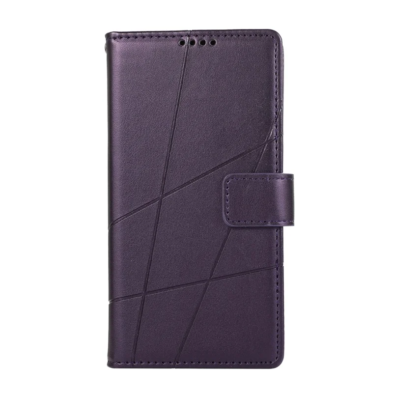 DF-06 For Honor X6b 4G Phone Case Line Imprint Leather Wallet Cover - Purple