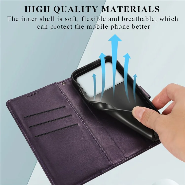 DF-06 Pour Xiaomi Redmi K70 Ultra Phone Case Cuir Flip Wallet Cover Line Imprint - Violet