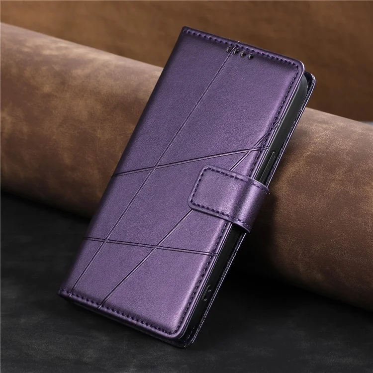 DF-06 Pour Xiaomi Redmi K70 Ultra Phone Case Cuir Flip Wallet Cover Line Imprint - Violet