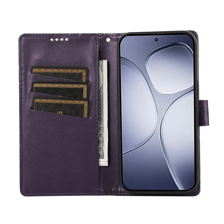 DF-06 Pour Xiaomi Redmi K70 Ultra Phone Case Cuir Flip Wallet Cover Line Imprint - Violet