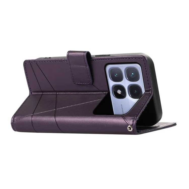 DF-06 Pour Xiaomi Redmi K70 Ultra Phone Case Cuir Flip Wallet Cover Line Imprint - Violet
