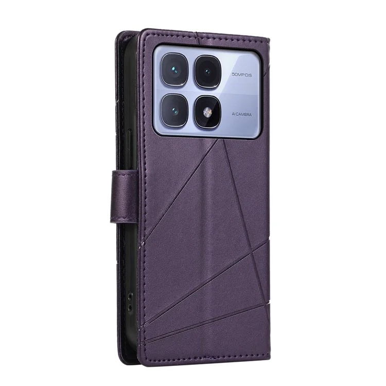 DF-06 Pour Xiaomi Redmi K70 Ultra Phone Case Cuir Flip Wallet Cover Line Imprint - Violet