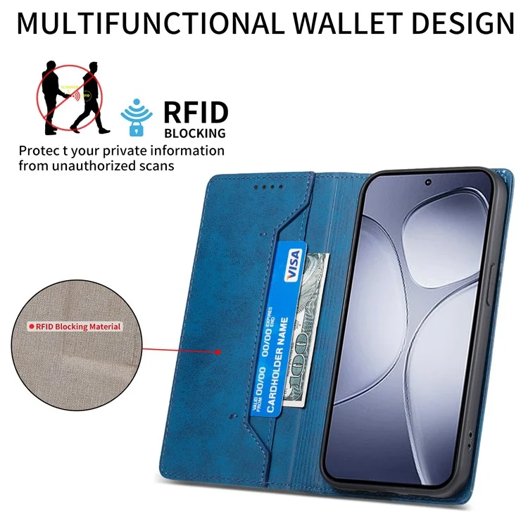 DF-05 Para Xiaomi Redmi K70 Ultra Wallet Case Rfid Bloqueo PU Cubierta de Teléfono de Cuero - Azul
