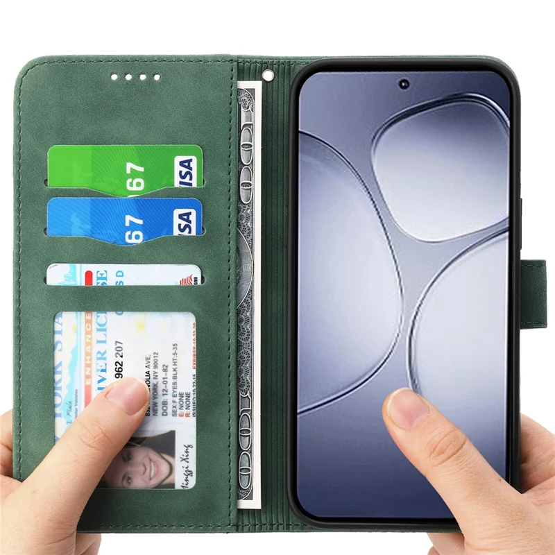 DIERFENG DF-03 Dla Xiaomi Redmi K70 Ultra Etui Skórzane z Teksturowym Nadrukiem Etui Portfel z Pokrowcem na Telefon - Zielony