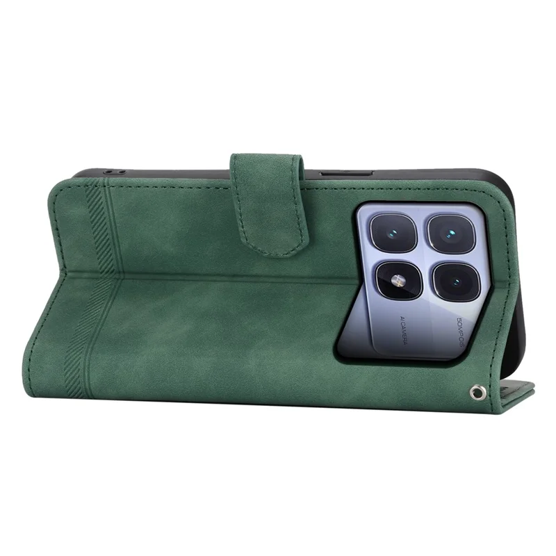 DIERFENG DF-03 Dla Xiaomi Redmi K70 Ultra Etui Skórzane z Teksturowym Nadrukiem Etui Portfel z Pokrowcem na Telefon - Zielony