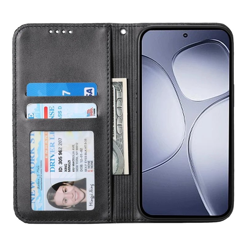 Para Xiaomi Redmi K70 Ultra Case Toced de Terneros PU Cubierta de Teléfono Con Billetera - Negro