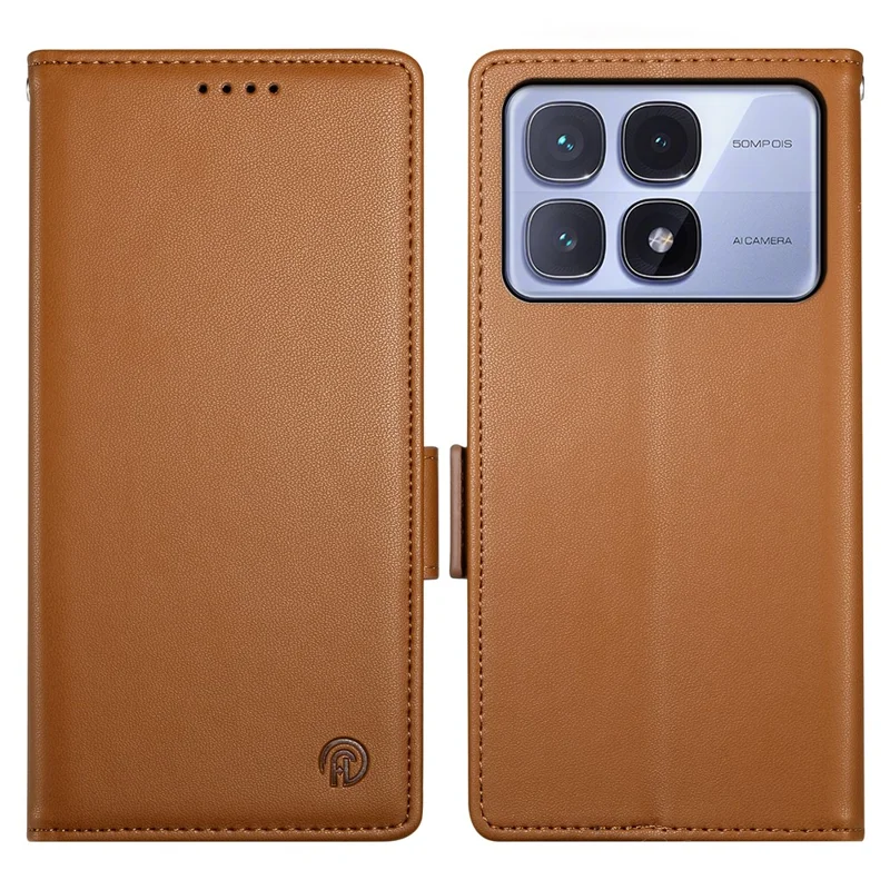 DF-010 For Xiaomi Redmi K70 Ultra Stand Case PU Leather Wallet Phone Cover - Brown