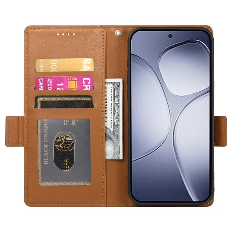 DF-010 For Xiaomi Redmi K70 Ultra Stand Case PU Leather Wallet Phone Cover - Brown