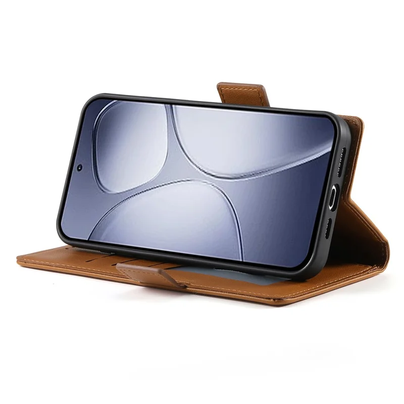 DF-010 For Xiaomi Redmi K70 Ultra Stand Case PU Leather Wallet Phone Cover - Brown