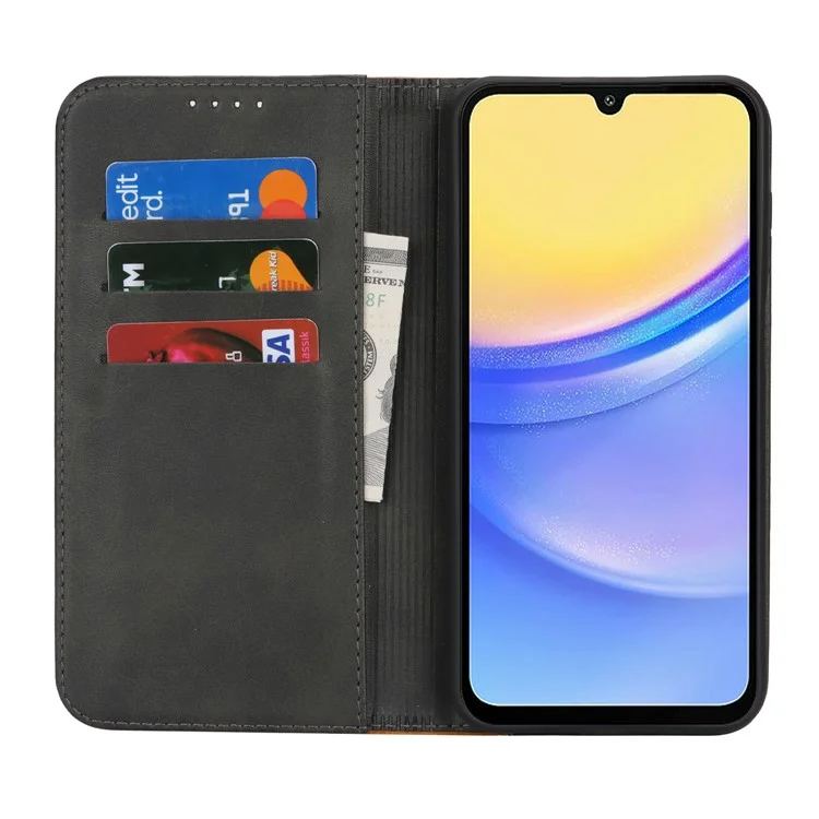 Для Samsung Galaxy A15 5G Case Care Texture 3 Карты. - Черный+желтый