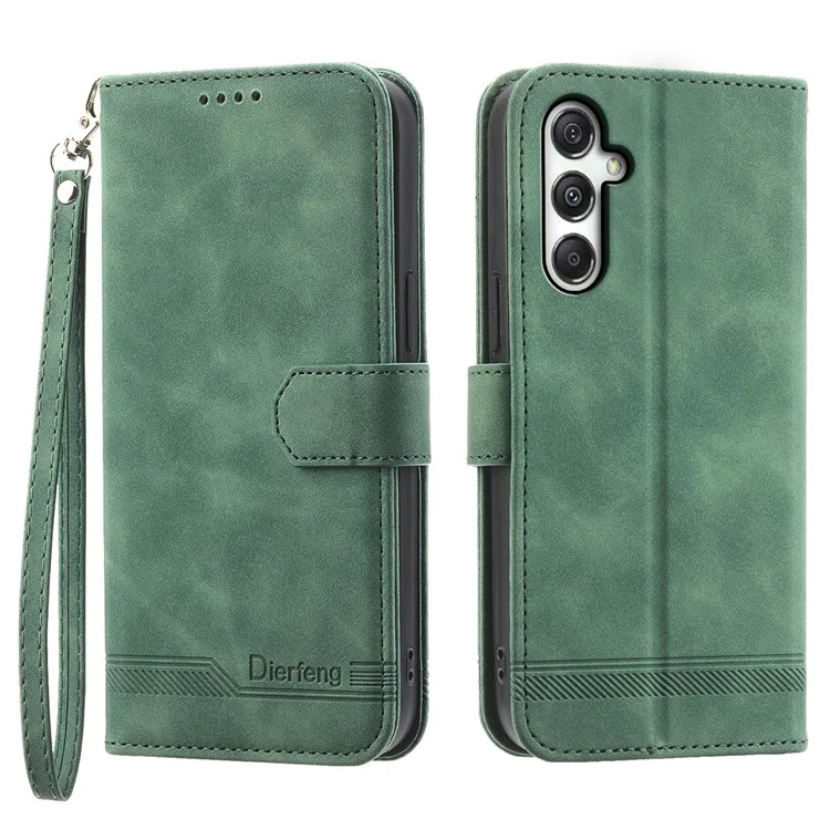 Dierfeng DF-03 Para Samsung Galaxy M35 5G Líneas de Caja de Cuero Impresión de la Billetera Tubo de Teléfono - Verde