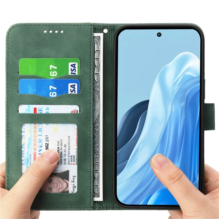 Dierfeng DF-03 Para Samsung Galaxy M35 5G Líneas de Caja de Cuero Impresión de la Billetera Tubo de Teléfono - Verde