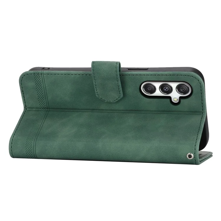 Dierfeng DF-03 Para Samsung Galaxy M35 5G Líneas de Caja de Cuero Impresión de la Billetera Tubo de Teléfono - Verde