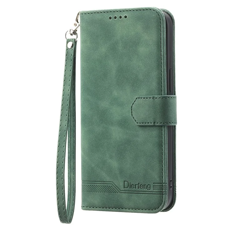 Dierfeng DF-03 Para Samsung Galaxy M35 5G Líneas de Caja de Cuero Impresión de la Billetera Tubo de Teléfono - Verde