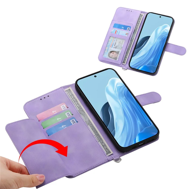 For Samsung Galaxy M35 5G Case Flower Pattern PU Leather Wallet Phone Cover with Strap - Light Purple