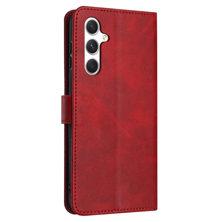 For Samsung Galaxy A17 / A26 5G / A16 5G / A16 4G Case Flip Stand PU Leather Wallet Phone Cover Calf Texture - Red