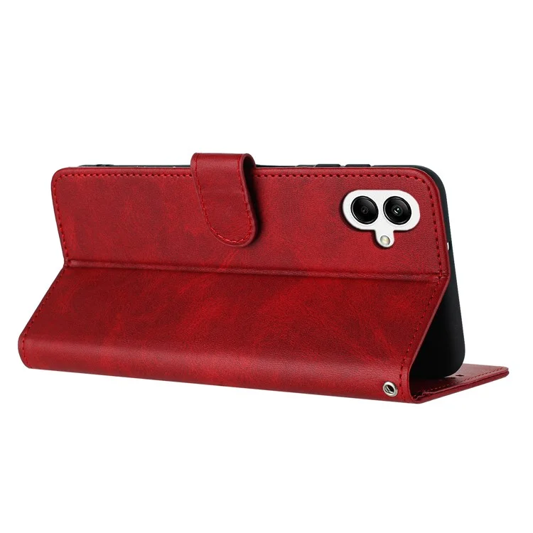 Para Samsung Galaxy A06 Case Flip Stand PU Cuero de Cuero Tobulario Textura de Texf - Rojo